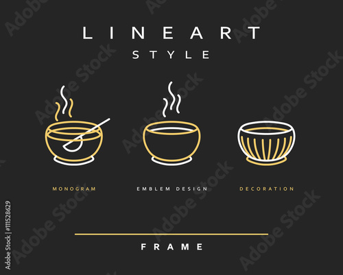Icon bowls for food. Design for the menu of the restaurant and bar .