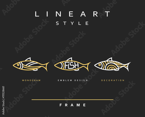 Icon fish. Emblem sea fish for menu design.