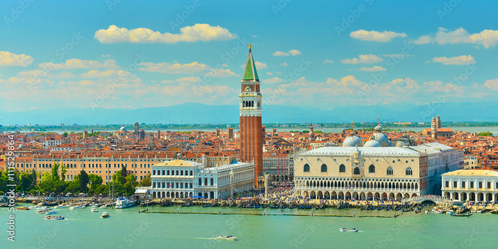 General view of Doge's palace and San Marco square, Venice, Italy