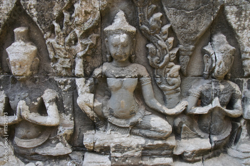 Angkor Watt - Temple ruin walls of the khmer city of angkor wat - State monument 