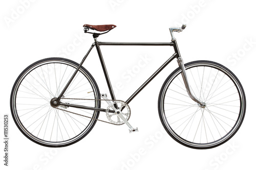 Vintage custom singlespeed bicycle isolated on white background