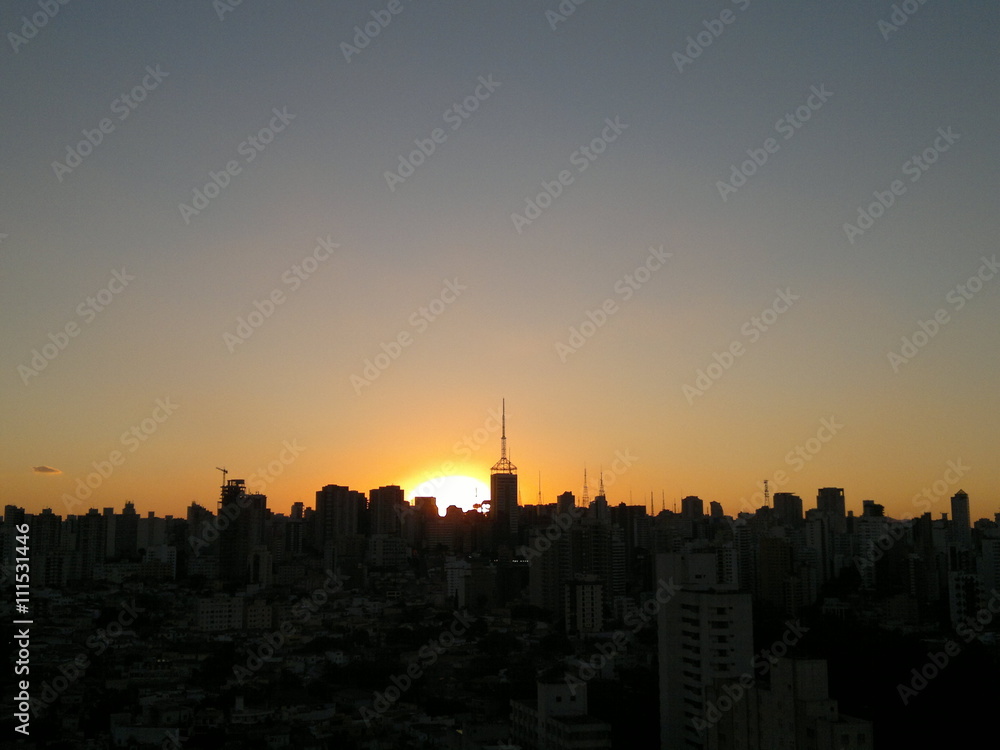 Sky over the city at sunset