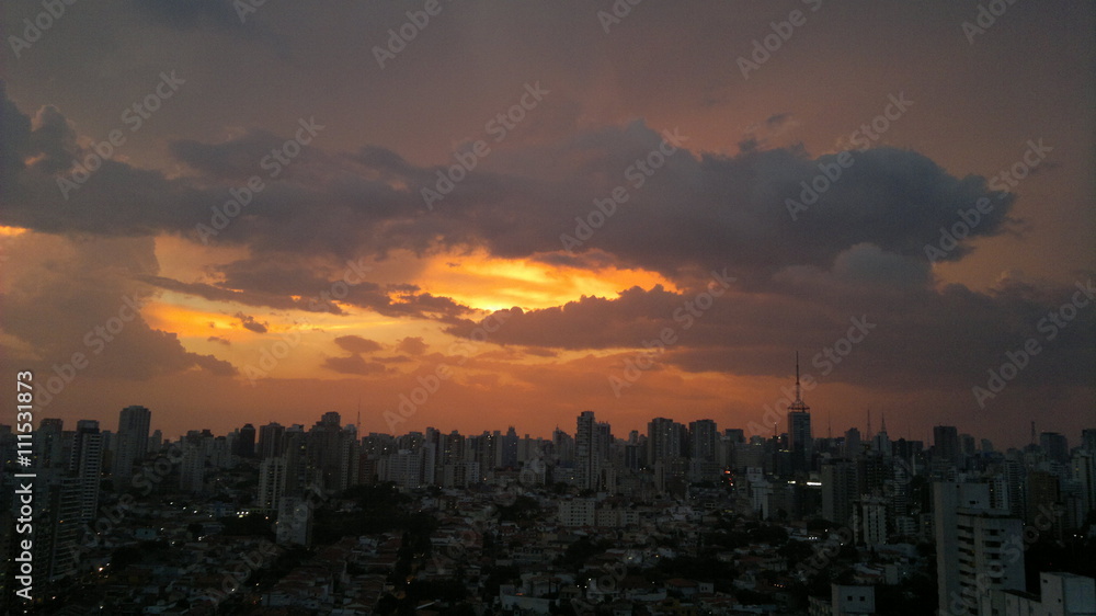 Sky over the city at sunset
