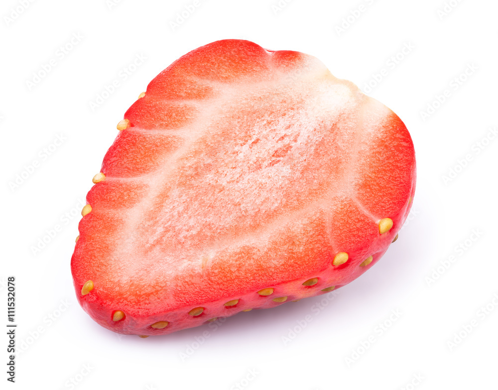 Perfectly cleaned sliced strawberry isolated on the white background with clipping path