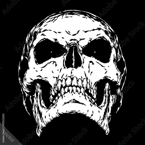 black and white engrave evil vector skull face