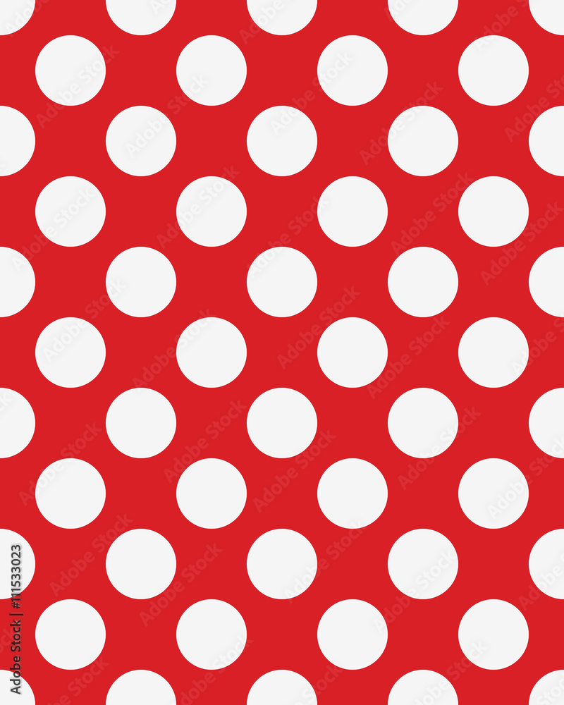 White dots on a red background, seamless vector pattern White dots on a red background, seamless vector pattern