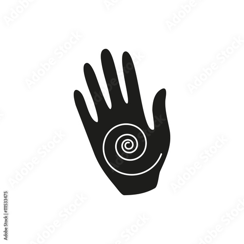 Yoga hand symbol simple black icon on white background