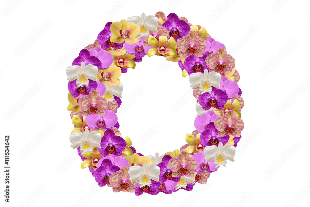 Letter o made of flowers