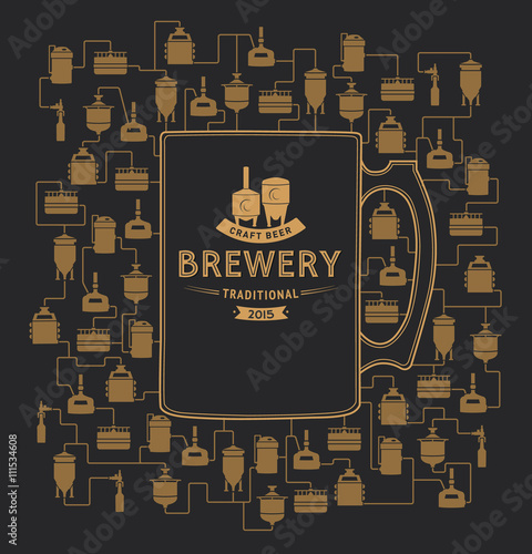 Card template with beer brewery element. Vector