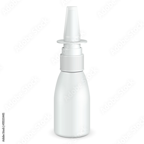 Spray Medical Nasal Antiseptic Drugs Plastic Bottle White. Ready For Your Design. Product Packing Vector EPS10