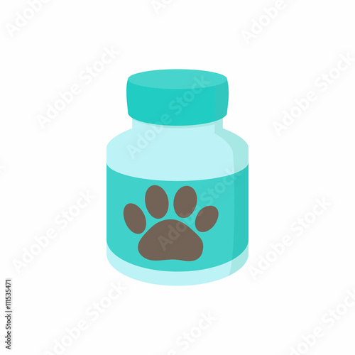Pills for animals icon, cartoon style