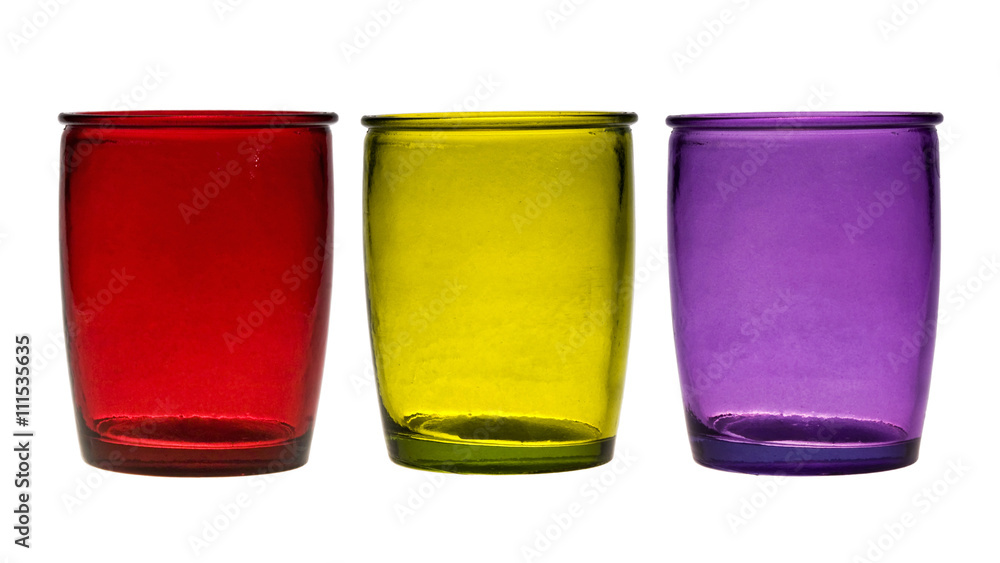 Empty colorful glasses isolated on a white. Empty colorful glasses isolated on a white.