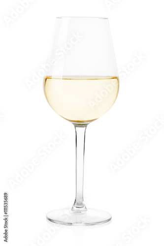 White wine glass on white, clipping path