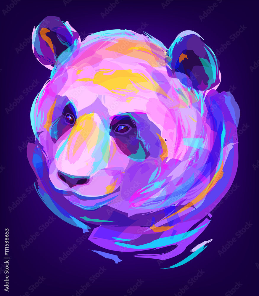 Obraz premium Słodka kolorowa głowa pandy