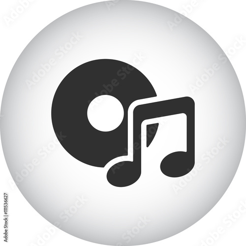 Music note with disc sign simple icon on background