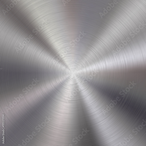 Abstract technology background with polished, brushed circular metal texture, chrome, silver, steel, aluminum for design concepts, web, prints, posters, wallpapers, interfaces. Vector illustration.