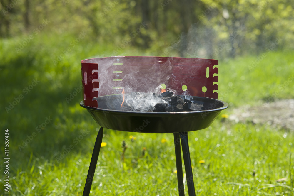 New grill ready to use in garden New grill ready to use in garden