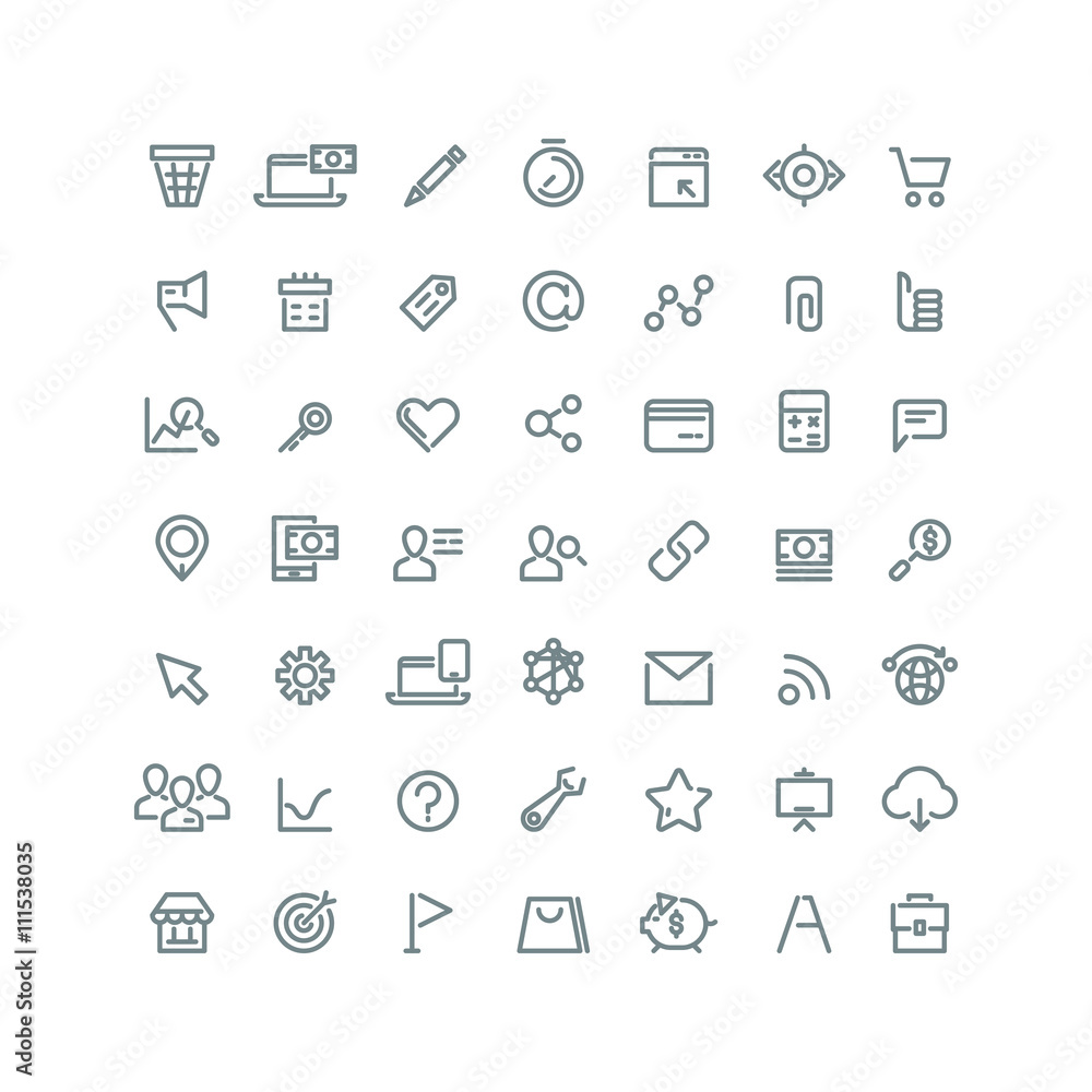 Internet digital marketing, E-commerce line vector icons for your business