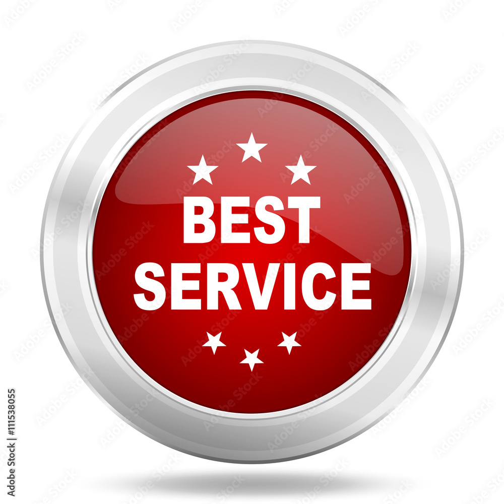 best service icon, red round glossy metallic button, web and mobile app design illustration best service icon, red round glossy metallic button, web and mobile app design illustration