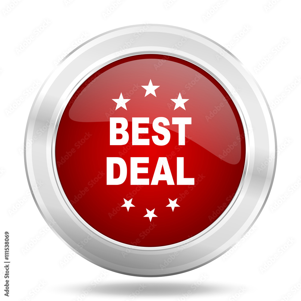 best deal icon, red round glossy metallic button, web and mobile app design illustration best deal icon, red round glossy metallic button, web and mobile app design illustration