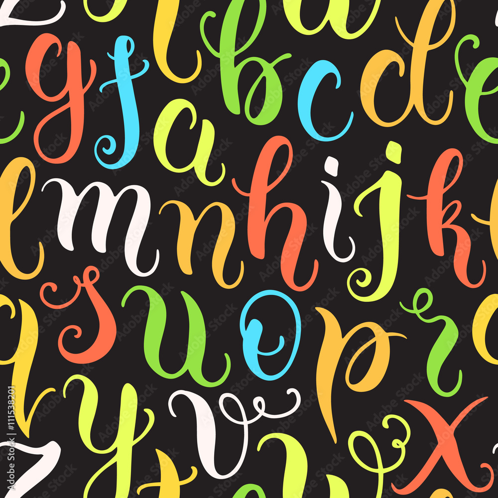 Hand drawn abc letters seamless pattern