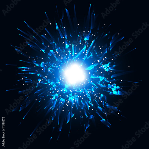 Blue techno style vector explosion.Vector illustration