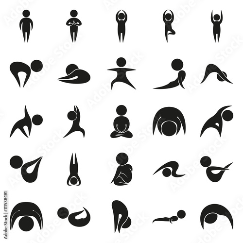 Yoga Meditation Exercise Stretching People Icon Sign Symbol Pictogram