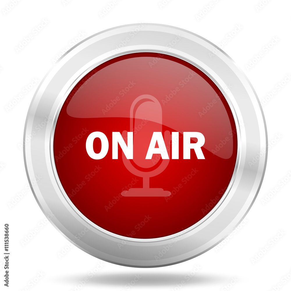 on air icon, red round glossy metallic button, web and mobile app design illustration on air icon, red round glossy metallic button, web and mobile app design illustration