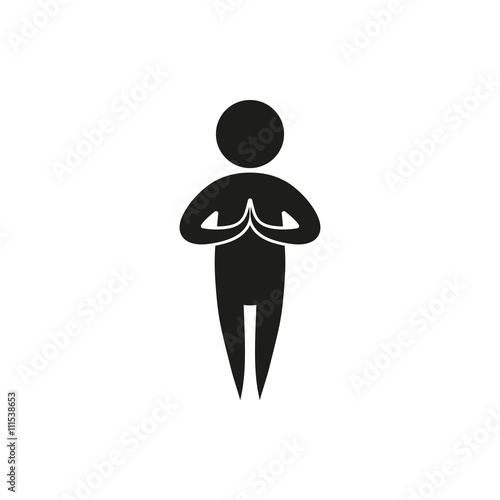 Vector yoga pose in simple monochrome style icon on white background