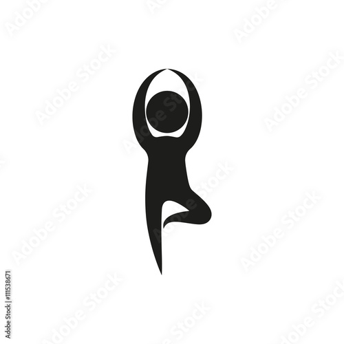 Vector yoga pose in simple monochrome style icon on white background