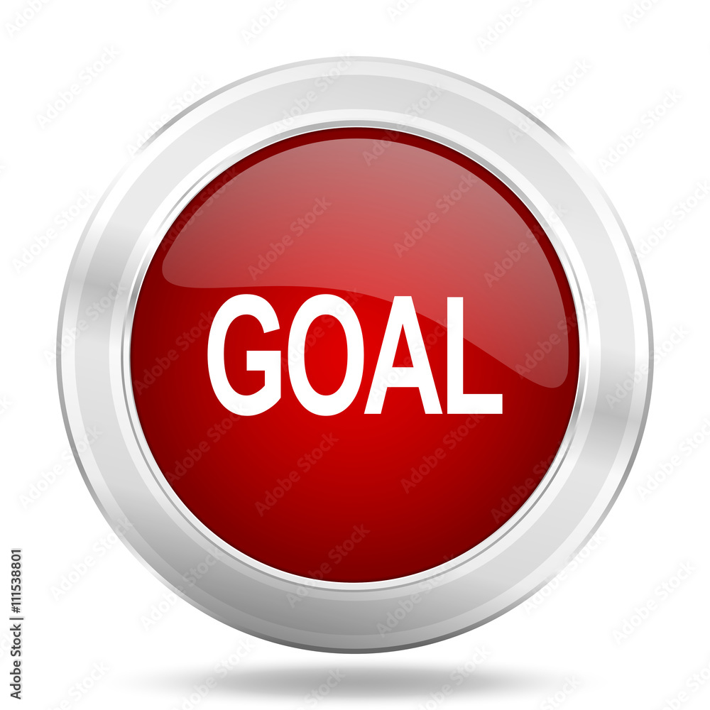 goal icon, red round glossy metallic button, web and mobile app design illustration goal icon, red round glossy metallic button, web and mobile app design illustration