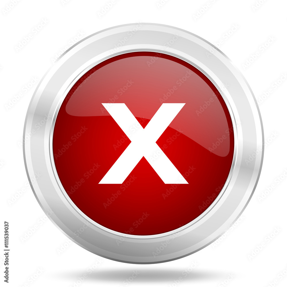 cancel icon, red round glossy metallic button, web and mobile app design illustration cancel icon, red round glossy metallic button, web and mobile app design illustration
