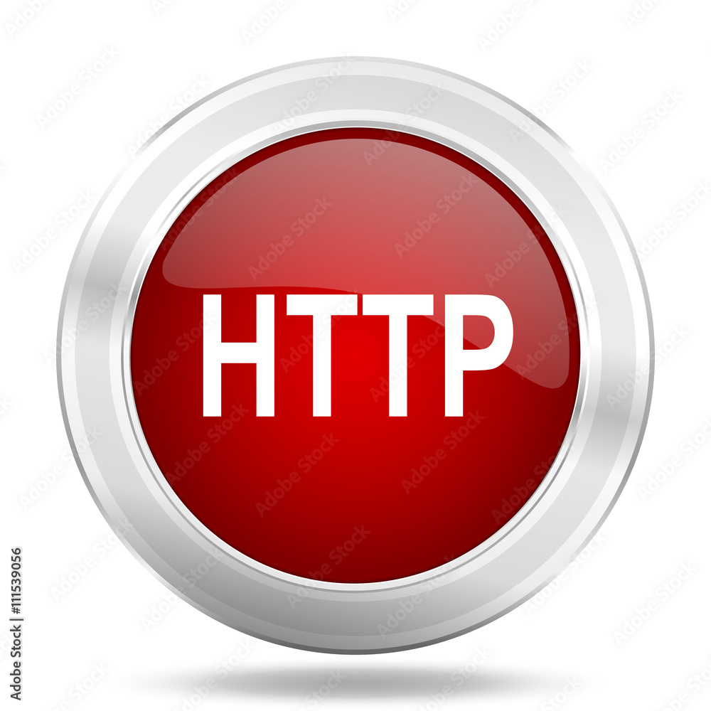 http icon, red round glossy metallic button, web and mobile app design illustration http icon, red round glossy metallic button, web and mobile app design illustration