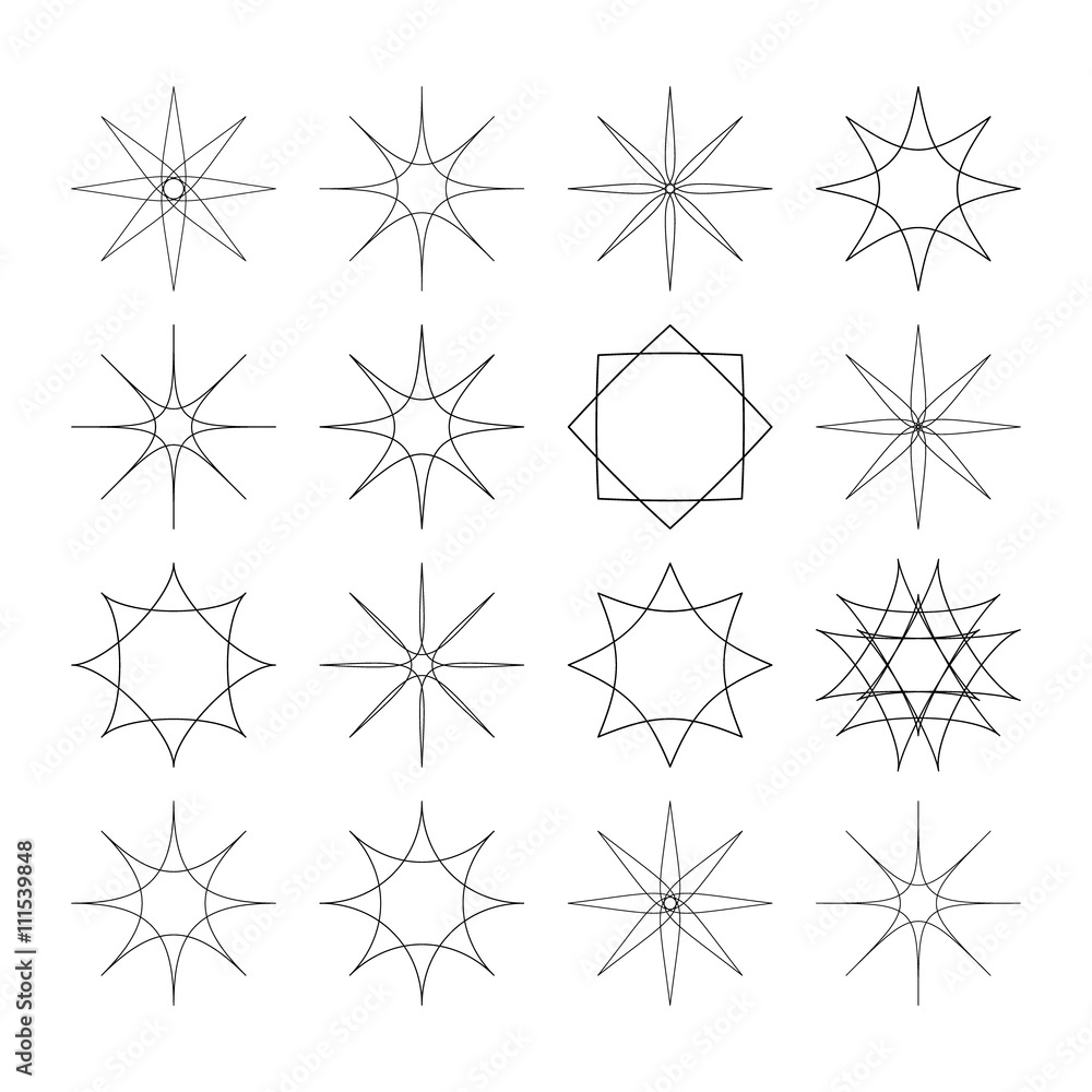 Various abstract geometric symbol set.Vector outline illustratio Various abstract geometric symbol set.Vector outline illustratio
