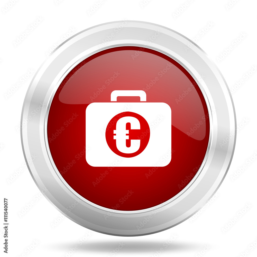 financial icon, red round glossy metallic button, web and mobile app design illustration financial icon, red round glossy metallic button, web and mobile app design illustration