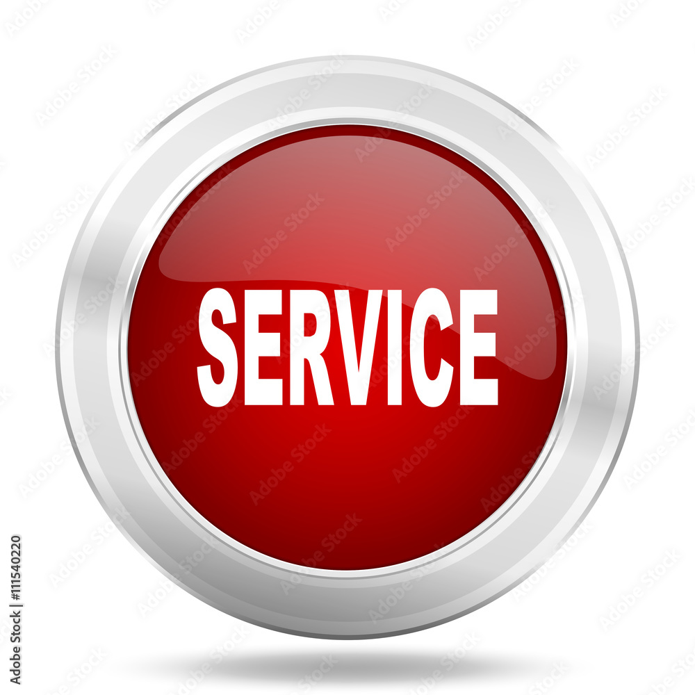 service icon, red round glossy metallic button, web and mobile app design illustration service icon, red round glossy metallic button, web and mobile app design illustration