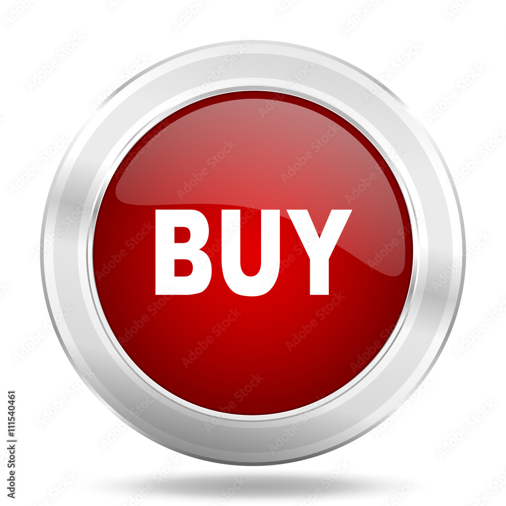 buy icon, red round glossy metallic button, web and mobile app design illustration buy icon, red round glossy metallic button, web and mobile app design illustration
