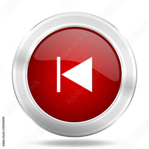 Free Download prev icon, red round glossy metallic button, web and mobile app design illustration - GFXLoad