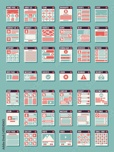 Webpage, sitemaps vector icons