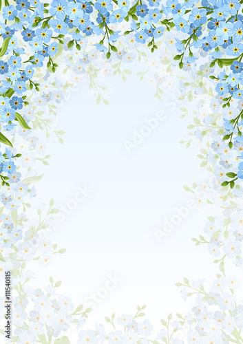 Vector background with blue forget-me-not flowers.