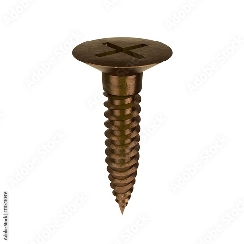 Metallic screw. 3D renderin...
