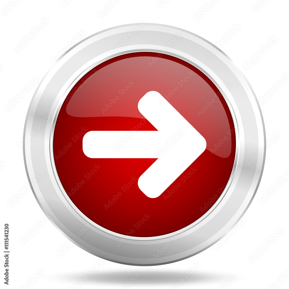 right arrow icon, red round glossy metallic button, web and mobile app design illustration right arrow icon, red round glossy metallic button, web and mobile app design illustration