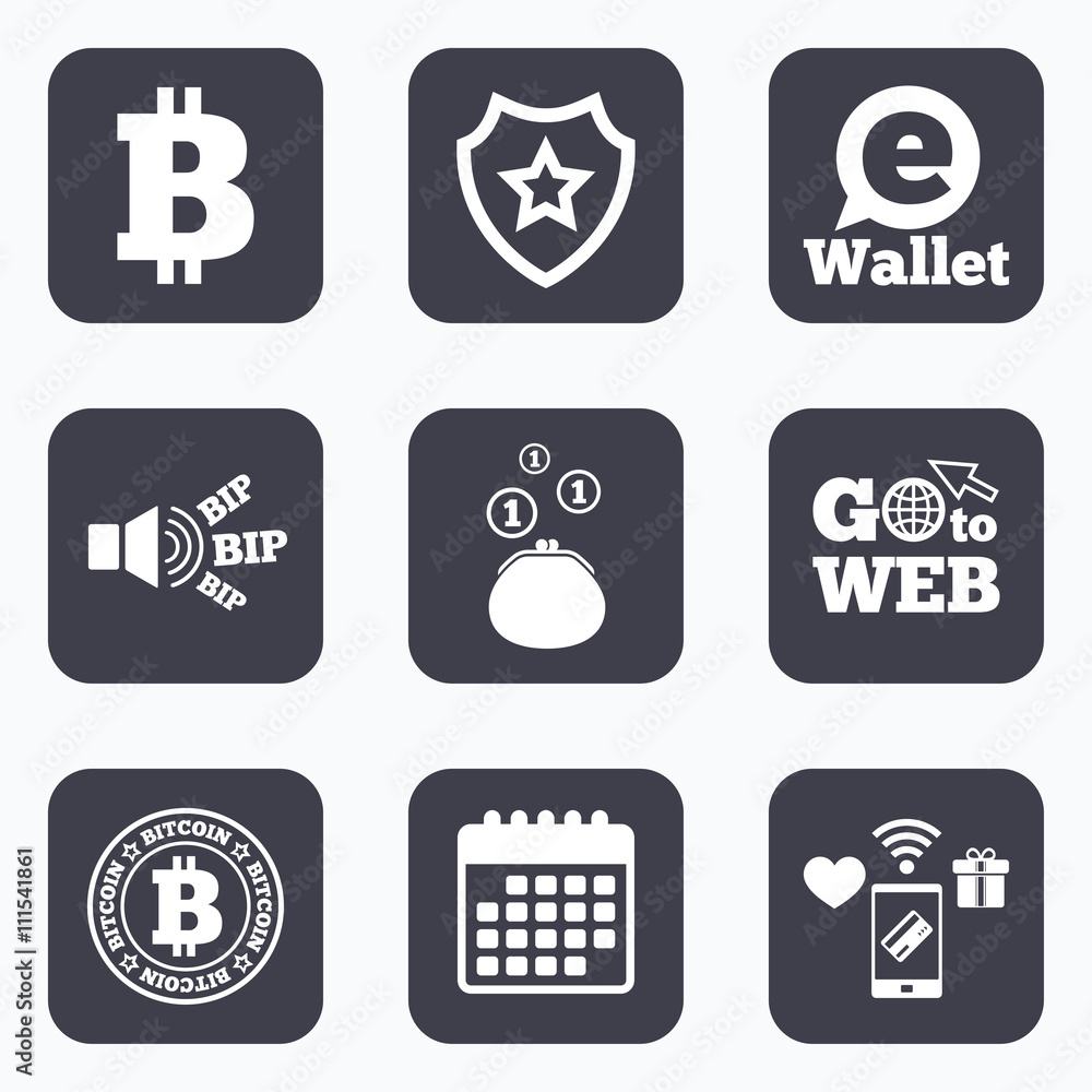 Fototapeta premium Bitcoin icons. Electronic wallet symbol.