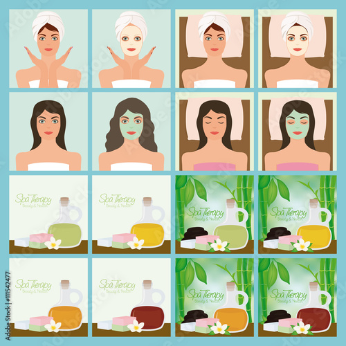 Set of spa illustrations