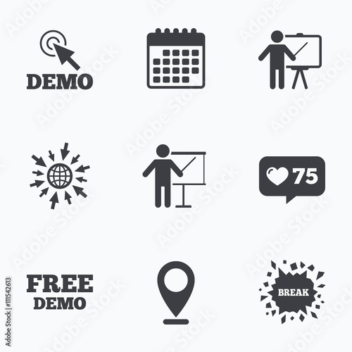 Demo with cursor icon. Presentation billboard