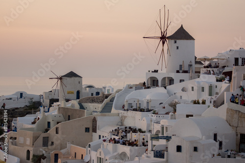 Sunset in Town of Oia, Santorini, Tira Island, Cyclades