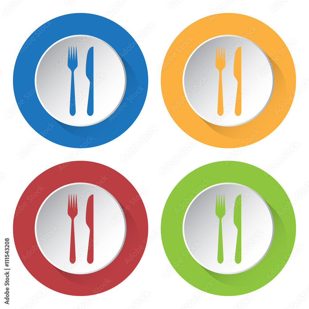 set of four icons - cutlery set of four icons - cutlery