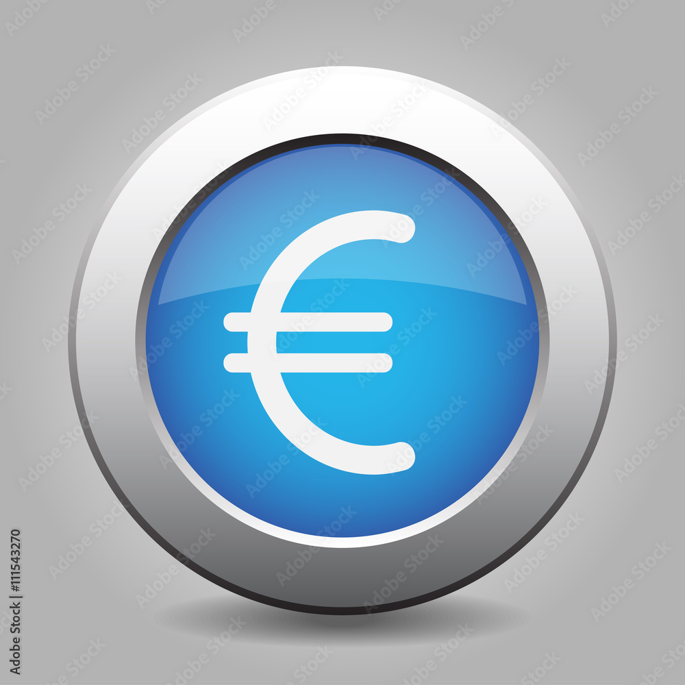 blue metal button with euro currency symbol blue metal button with euro currency symbol