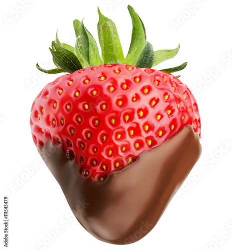 strawberry with chocolate isolated on the white background