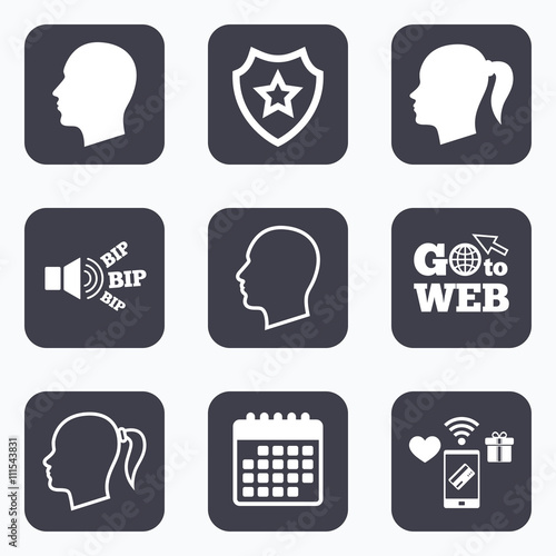 Head icons. Male and female human symbols.